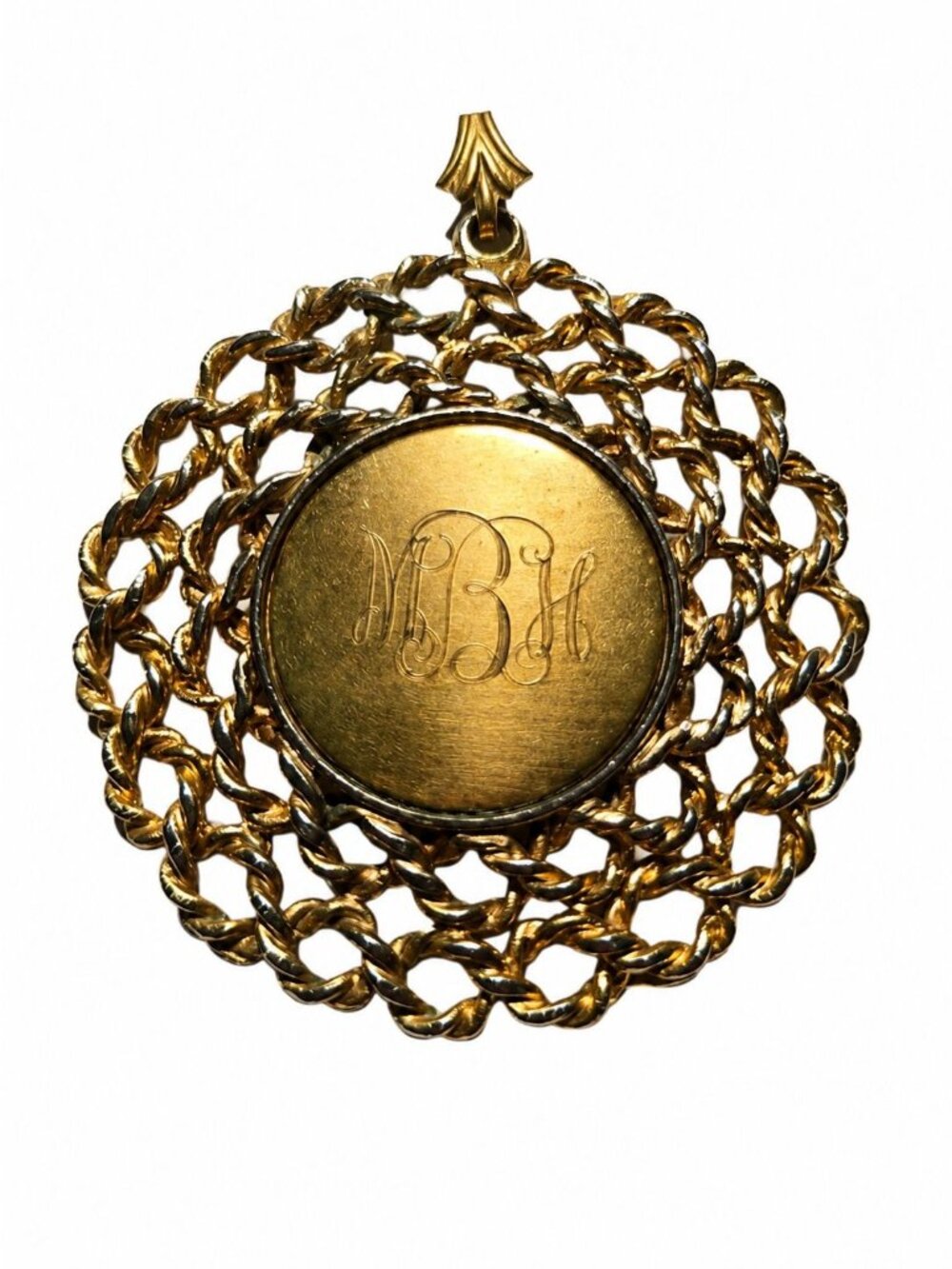 Large Twisted Rope Chunky Gold Big Bold, Scroll Initials, MHB, MBH, Pendant ONLY